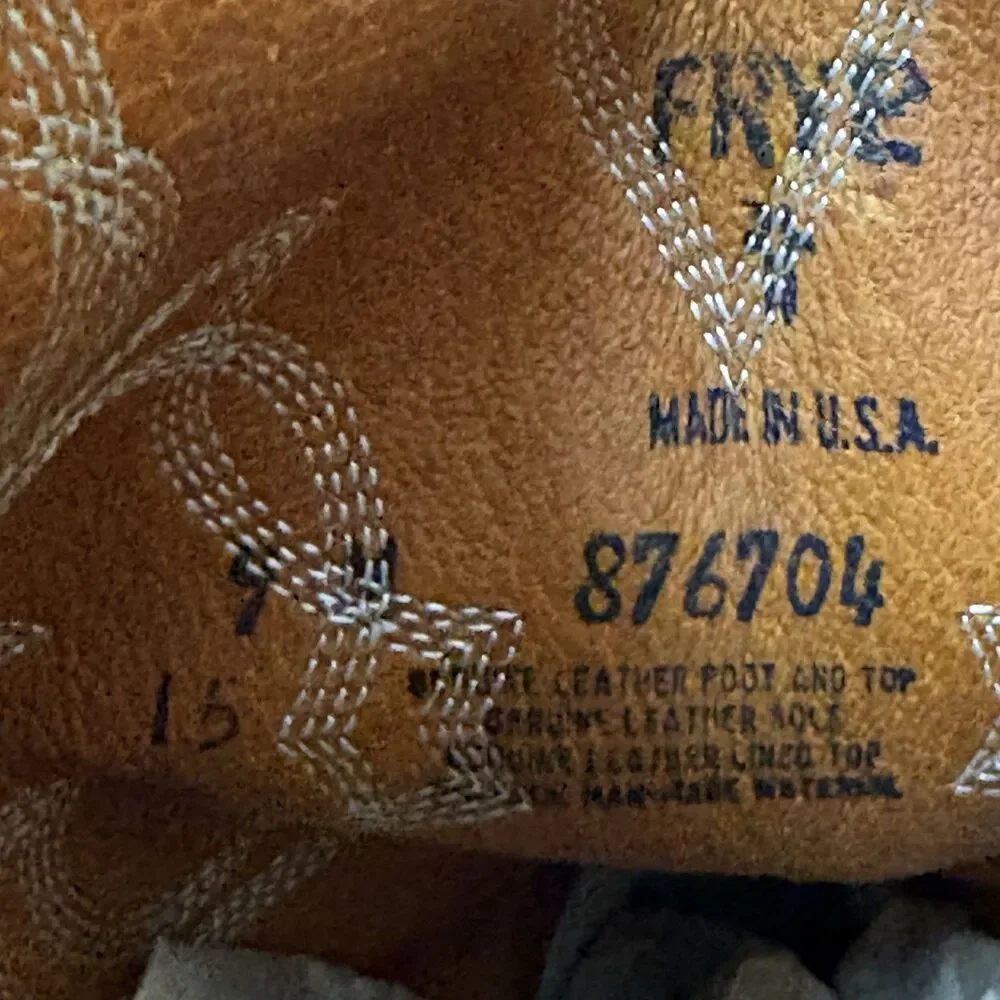 Vintage Frye Western Cowboy Boots Brown Leather USA Made Size 9M Distressed - Picture 14 of 15